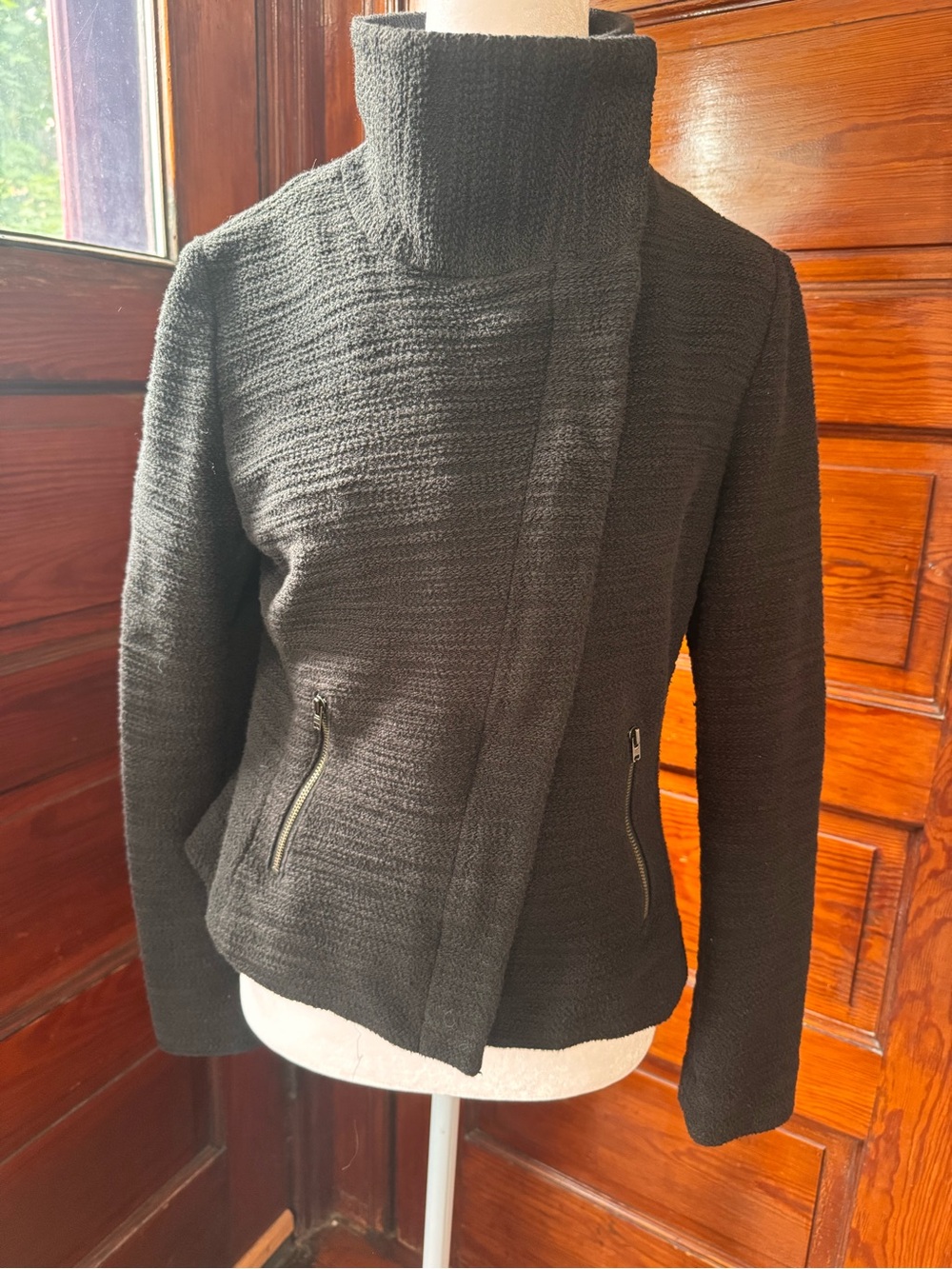 LOFT Black Textured Knit Women's Moto Jacket- size 6